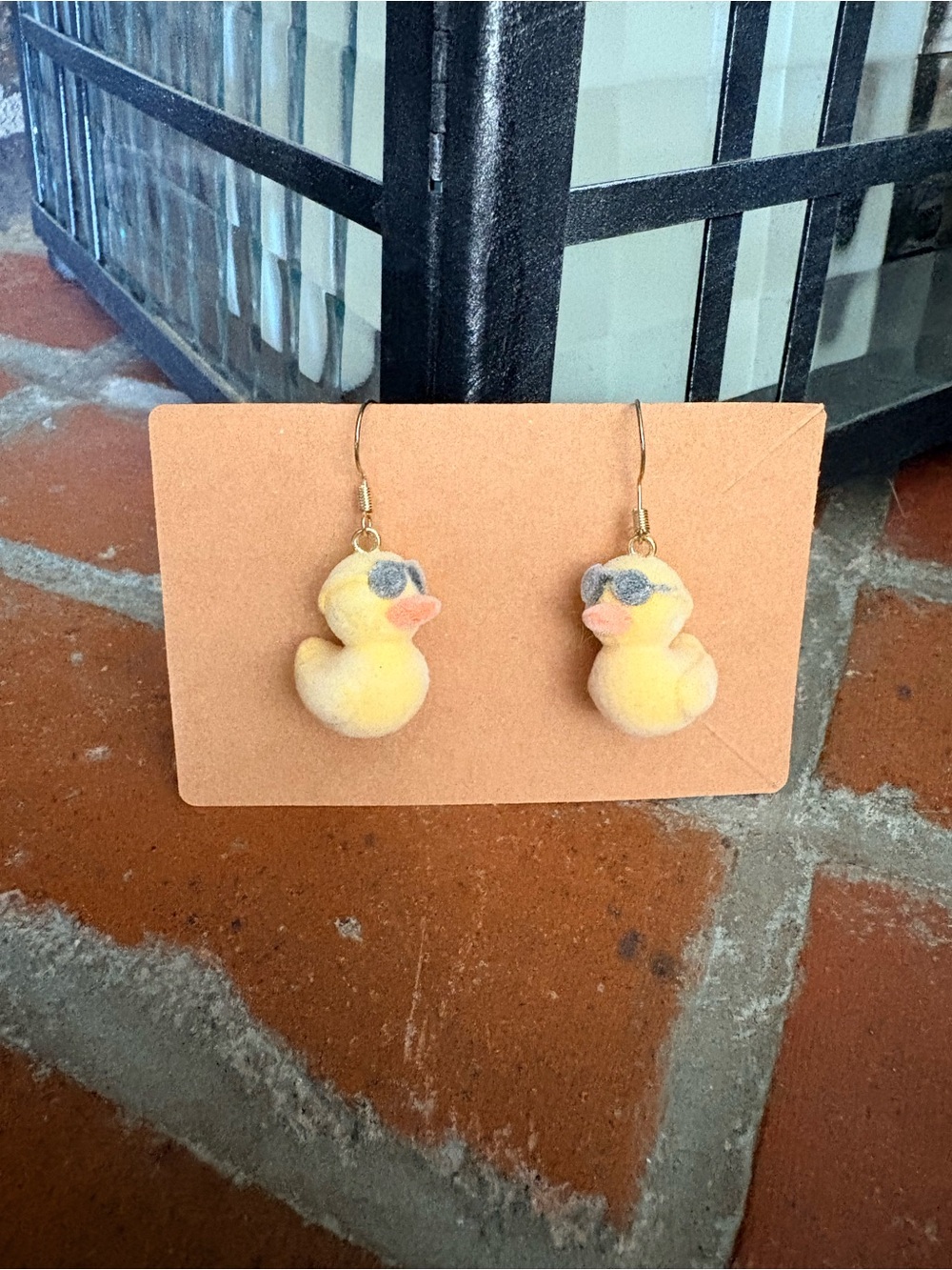Yellow Fuzzy Duck Novelty Earrings